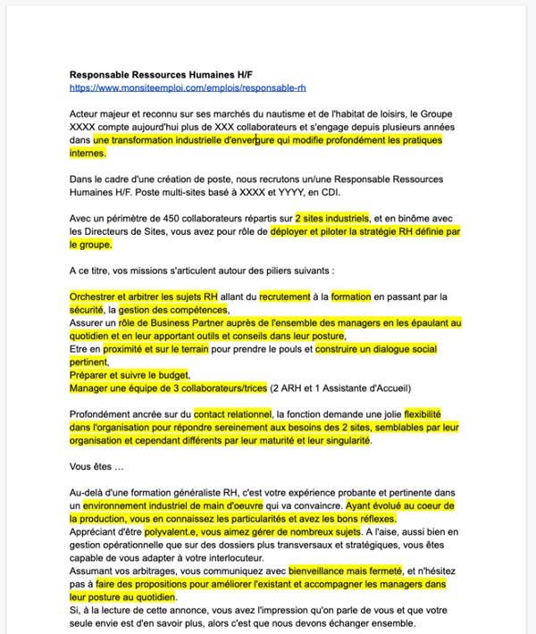 Analyser les besoins d'une entreprise via une offre d'emploi
