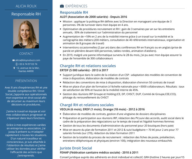 Le texte de présentation sur un CV