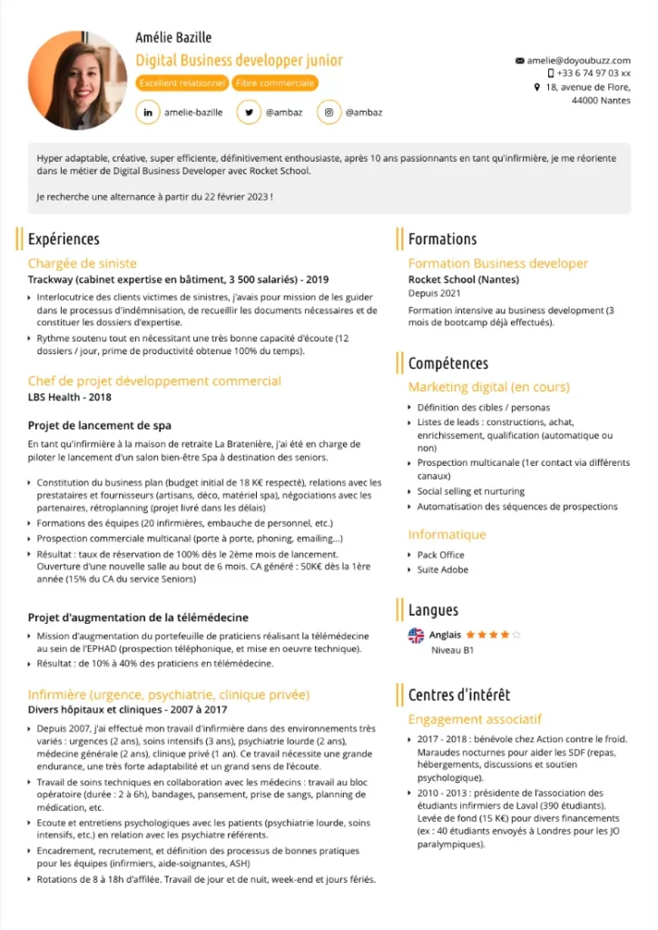 Modèle de CV DoYouBuzz